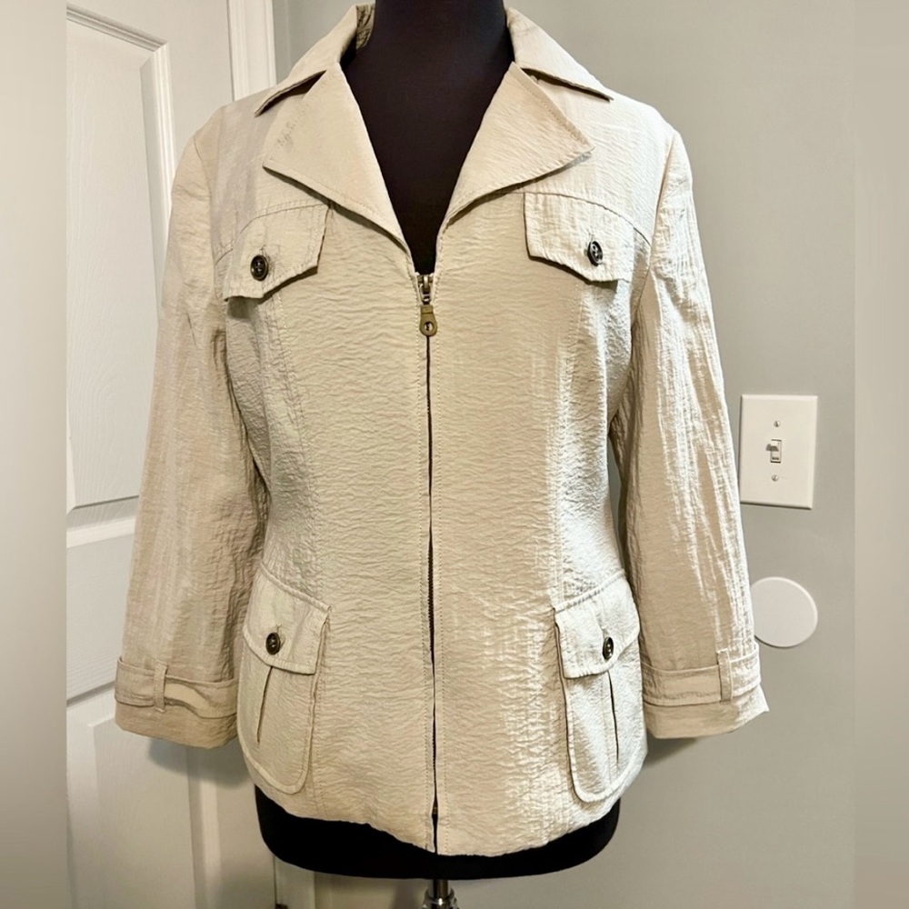 Leslie Stuart Beige Cargo Utility Jacket